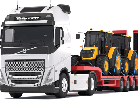 Volvo fh16 mit Sattelzugmaschine 3D Modell