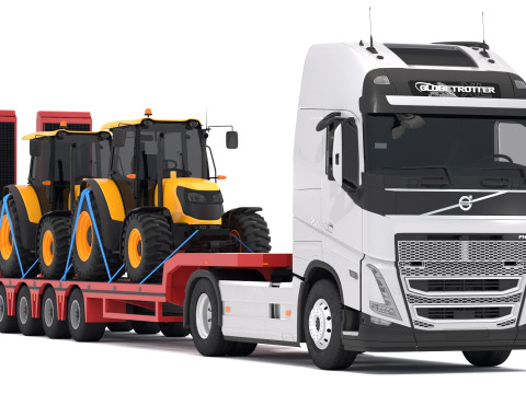 Volvo fh16 mit Sattelzugmaschine 3D Modell