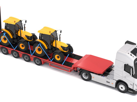 Volvo fh16 mit Sattelzugmaschine 3D Modell