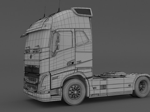 Volvo fh16 mit Sattelzugmaschine 3D Modell