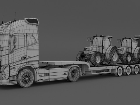Volvo fh16 mit Sattelzugmaschine 3D Modell