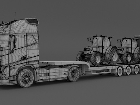 Volvo fh16 mit Sattelzugmaschine 3D Modell