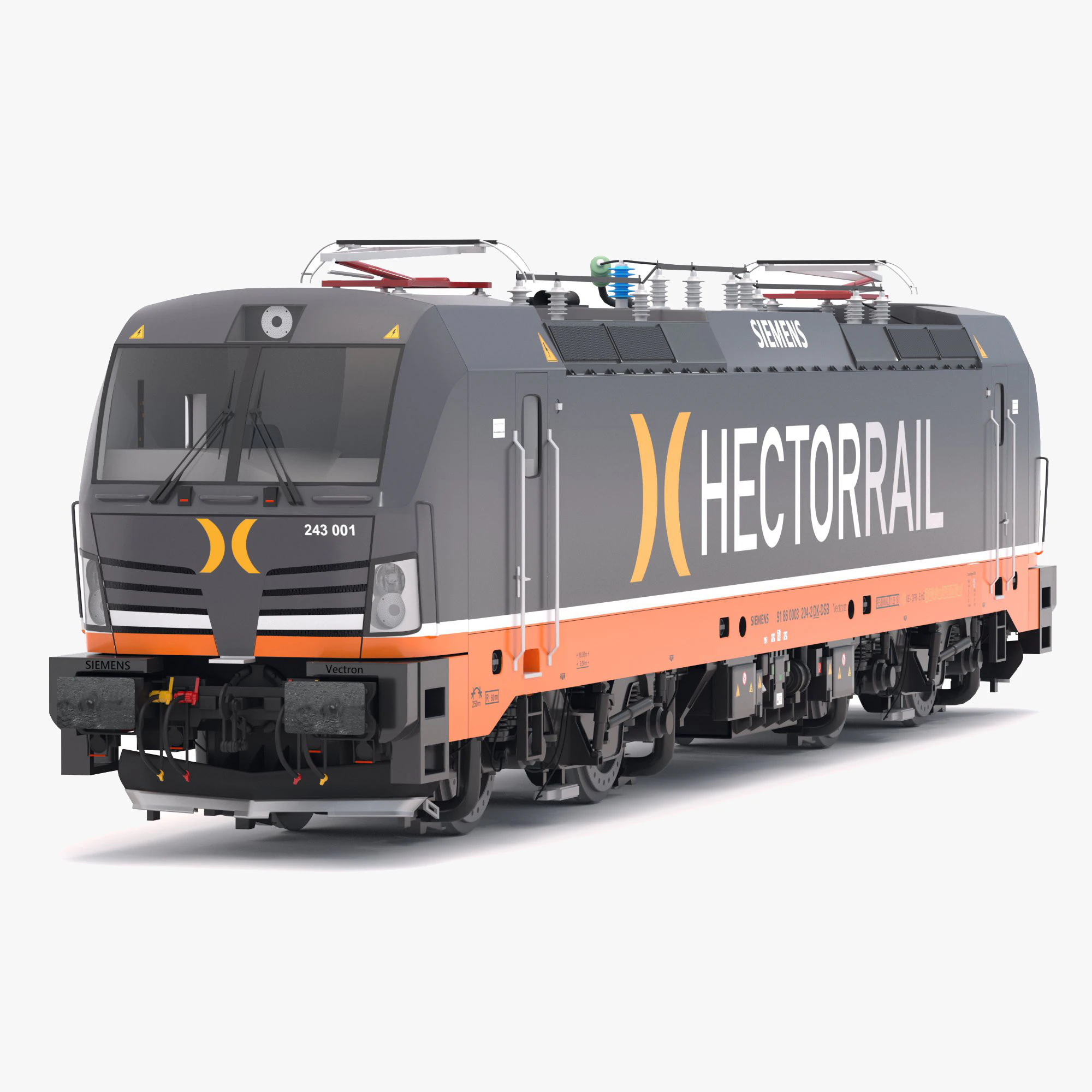 Locomotiva ferroviaria Siemens Vectron Hector Modello 3D .c4d .max .obj .3ds .fbx .stl .blend