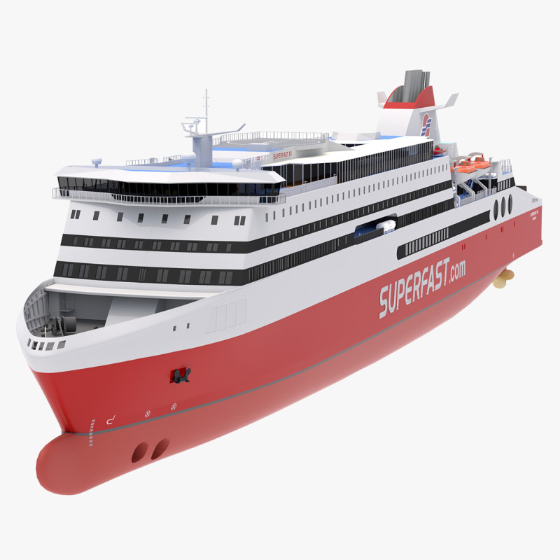 Судно Superfast XII - Superfast Ferries 3D Модель .c4d .max .obj .3ds .fbx .stl .blend