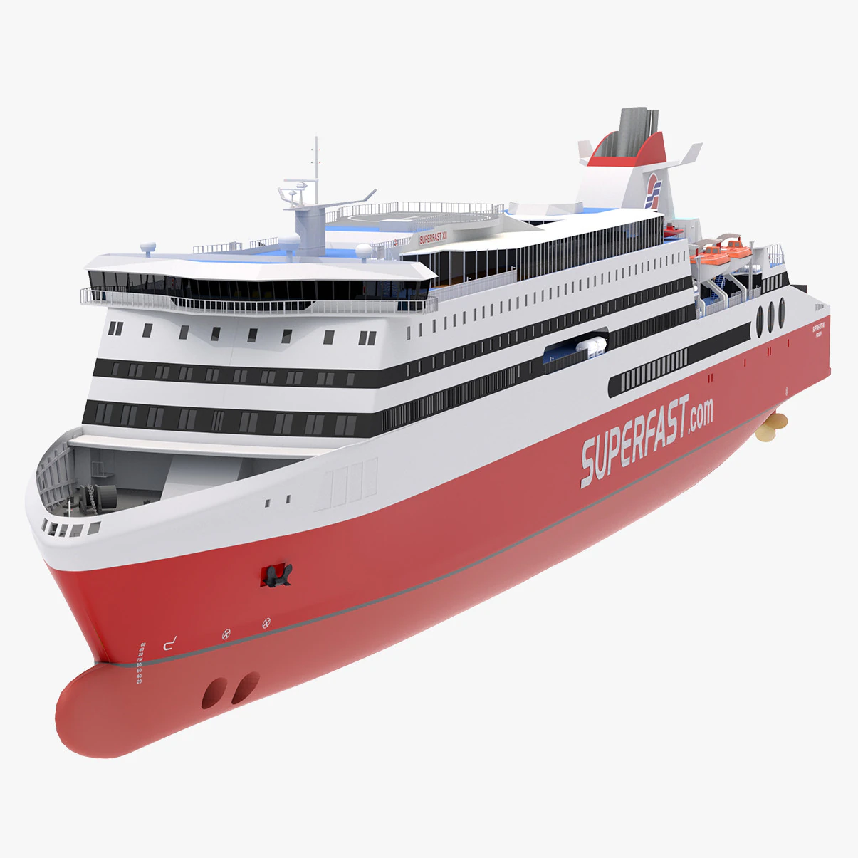Ship Superfast XII - Superfast Ferries 3D Model .c4d .max .obj .3ds .fbx .stl .blend 