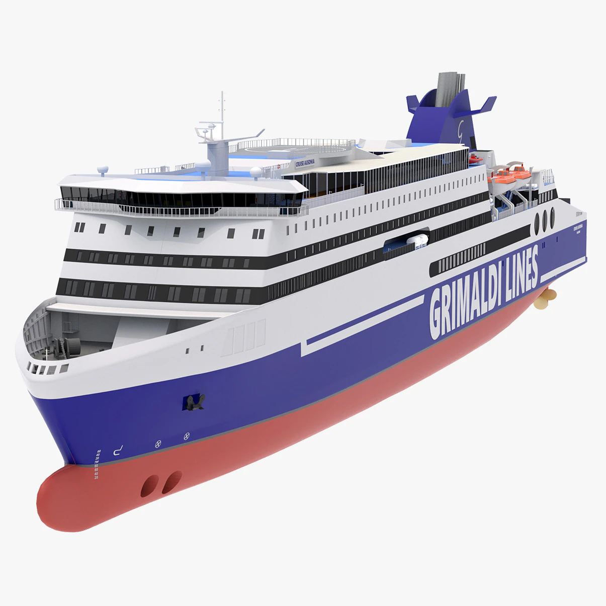 Nave Crociera Ausonia - Grimaldi Lines Modello 3D .c4d .max .obj .3ds .fbx .stl .blend 