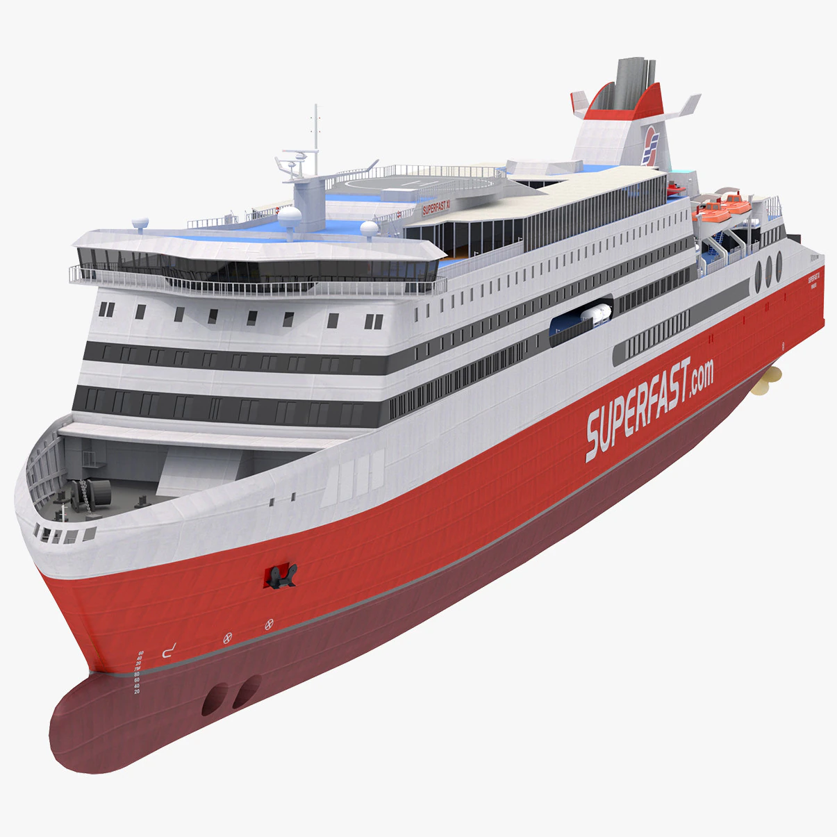 Superfast XI - Superfast Ferries Ship 3D Model .c4d .max .obj .3ds .fbx .stl .blend