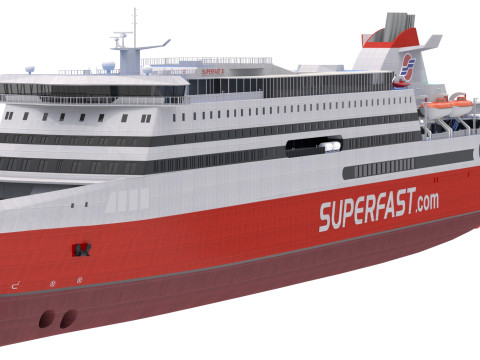 Superfast XI - сверхбыстрый паромный корабль 3D Модель