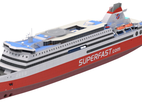 Superfast XI - сверхбыстрый паромный корабль 3D Модель