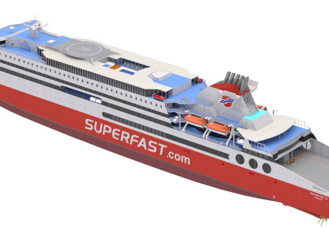 Superfast XI - сверхбыстрый паромный корабль 3D Модель