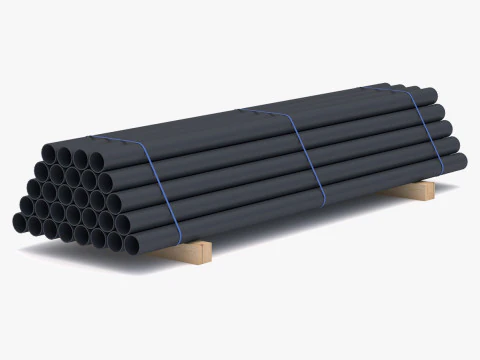 팔레트가 있는 PVC 파이프 3D 모델