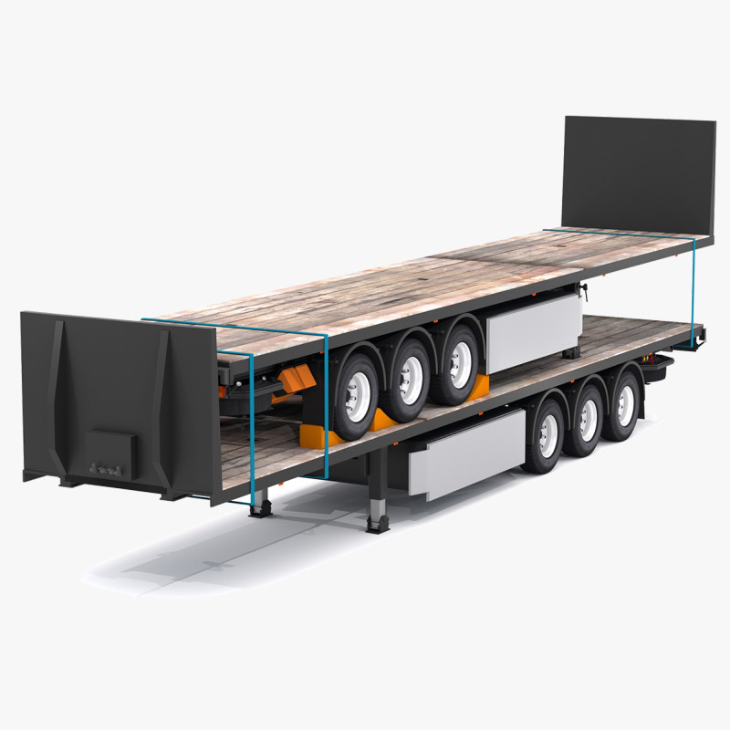 Remolque de plataforma con remolque Modelo 3D .c4d .max .obj .3ds .fbx .stl .blend 
