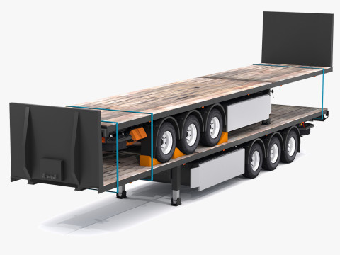 Dieplader met aanhanger 3D Model