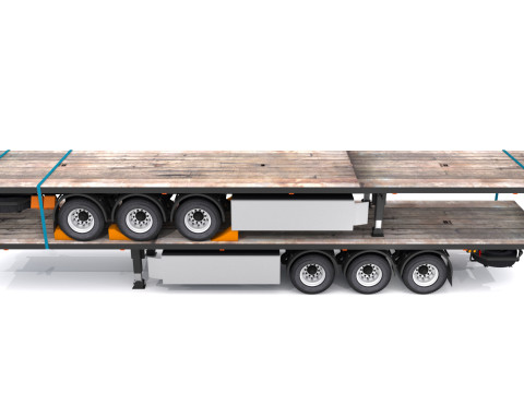 Remolque de plataforma con remolque Modelo 3D