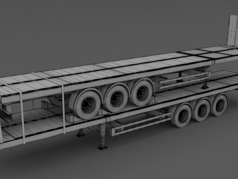 Remolque de plataforma con remolque Modelo 3D