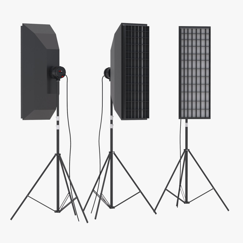 柔光箱影室灯 02 3D 模型 .c4d .max .obj .3ds .fbx .stl .blend 