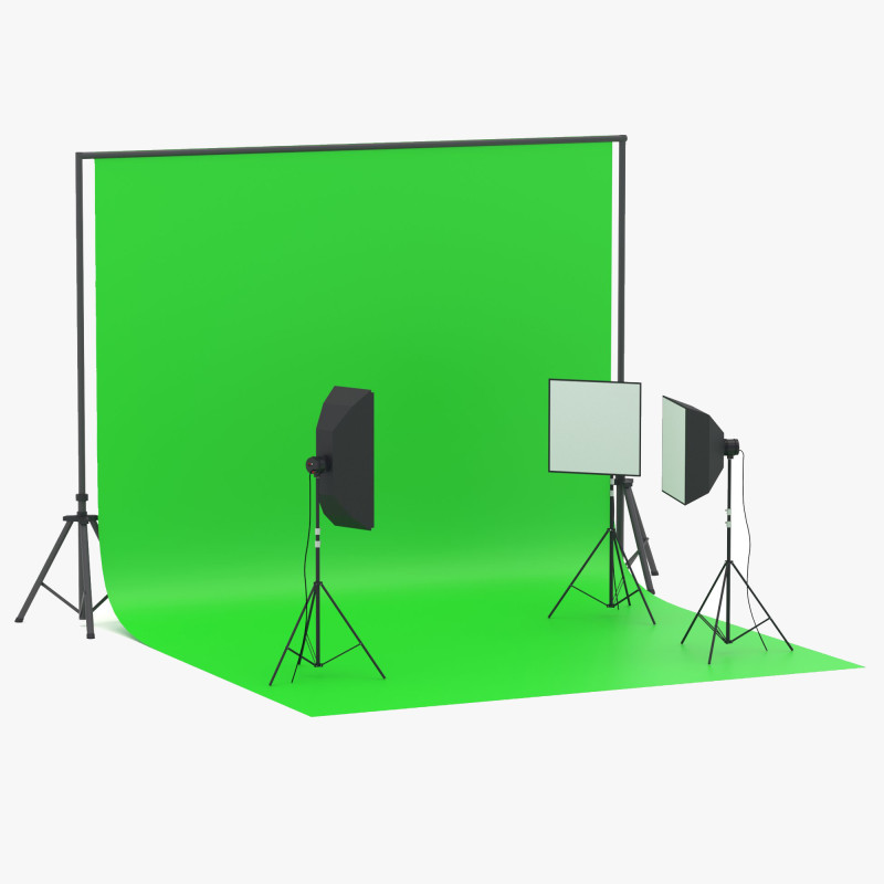 Photo Studio Softbox with Green Screen 3D Model .c4d .max .obj .3ds .fbx .stl .blend 