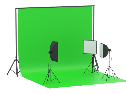 Photo Studio Softbox with Green Screen 3D Model