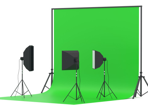 Photo Studio Softbox with Green Screen 3D Model