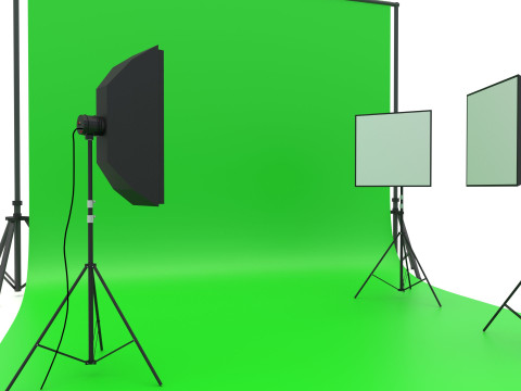 Photo Studio Softbox with Green Screen 3D Model