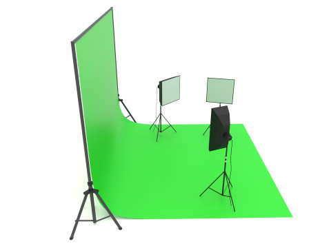 Photo Studio Softbox with Green Screen 3D Model