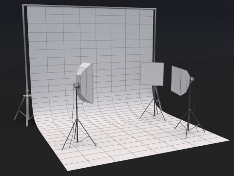 Photo Studio Softbox with Green Screen 3D Model