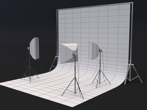 Photo Studio Softbox with Green Screen 3D Model