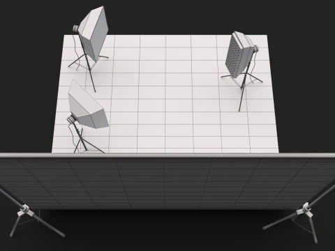 Photo Studio Softbox with Green Screen 3D Model