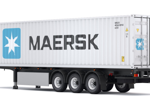 Напівпричіп шасі з транспортним контейнером Maersk 3D Модель