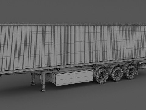 MSC輸送コンテナを備えたシャーシセミトレーラー 3Dモデル
