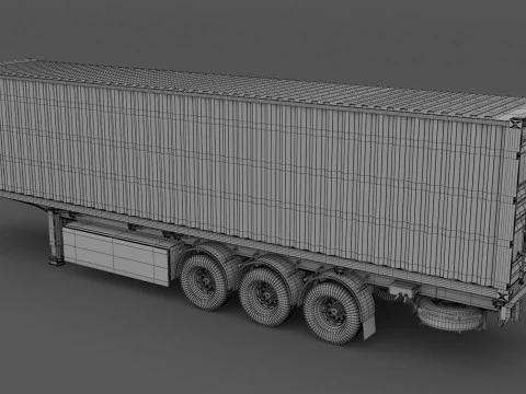 Chassis Semi Trailer with MSC Shipping Container 3D Model