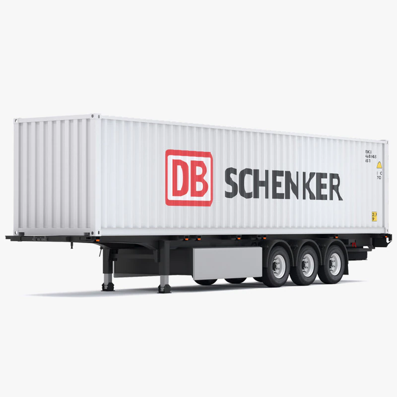 Semi-reboque chassi com contêiner DB Schenker Modelo 3D .c4d .max .obj .3ds .fbx .stl .blend