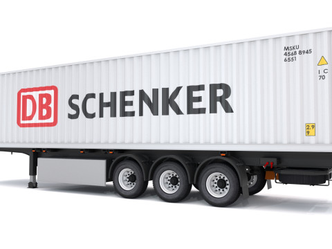 Chassisoplegger met DB Schenker-zeecontainer 3D Model