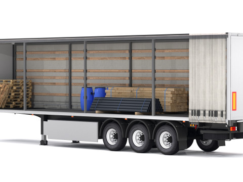 Oplegger open gordijn 3D Model