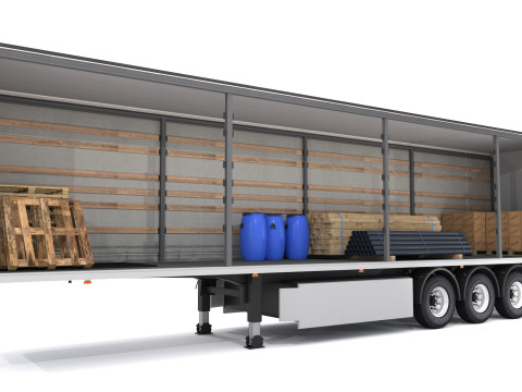 Oplegger open gordijn 3D Model