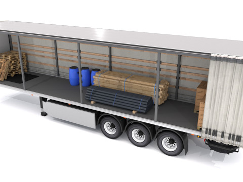 Oplegger open gordijn 3D Model