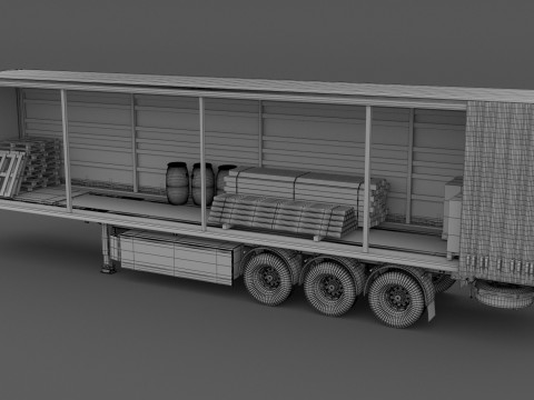 Oplegger open gordijn 3D Model