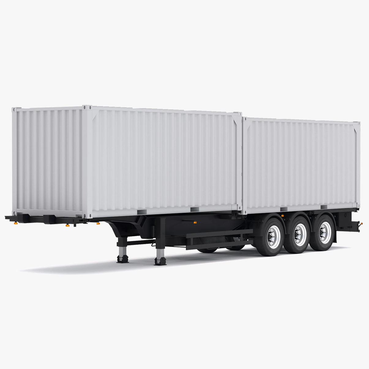 Chassis Semi Trailer with Shipping Containers 3D Model .c4d .max .obj .3ds .fbx .stl .blend 