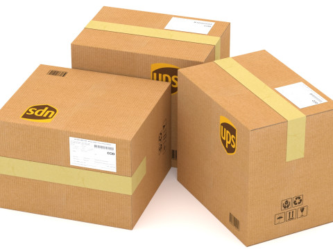 Kotak Karton UPS Model 3D