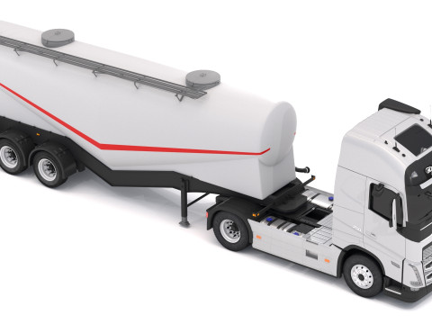 Volvo FH16 2021 com reboque de cimento Modelo 3D