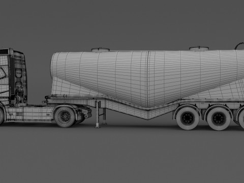 Volvo FH16 2021 com reboque de cimento Modelo 3D
