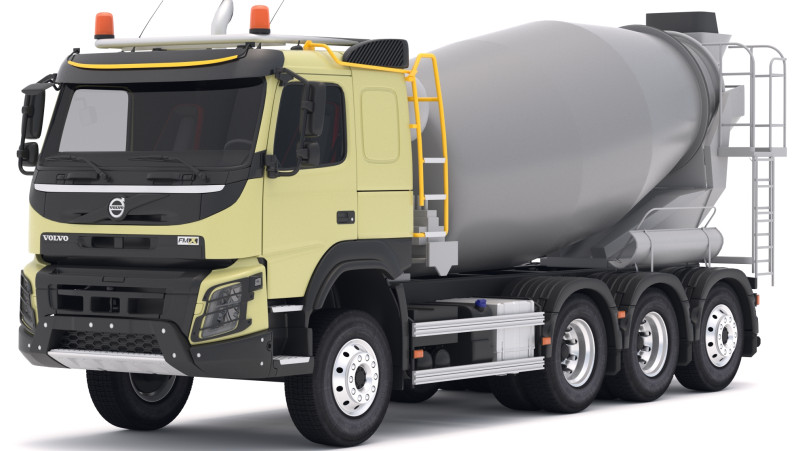 Volvo FMX Tridem Mixer Truck 8x4 3D Model .c4d .max .obj .3ds .fbx .stl .blend 