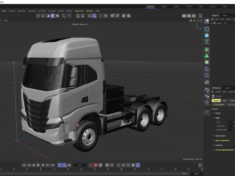 खुदाई करने वाले वोल्वो EC300E के साथ इवेको एस-वे ट्रैक्टर और लोबॉय ट्रेलर 3D मॉडल