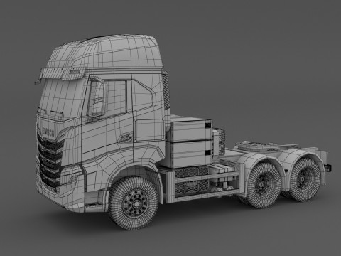 Tracteur Iveco S-WAY et remorque Lowboy avec pelle Volvo EC300E Modèle 3D