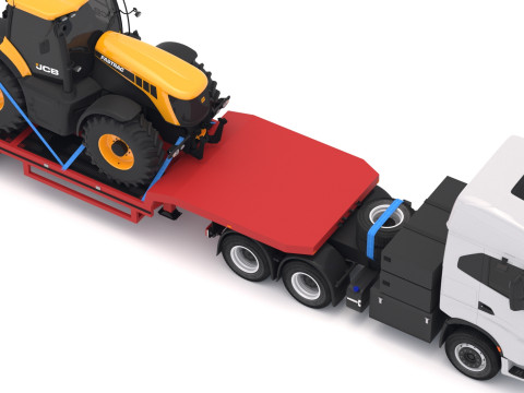 जेसीबी फास्ट्रैक 8310 के साथ इवेको एस-वे ट्रैक्टर लोबॉय ट्रेलर 3D मॉडल