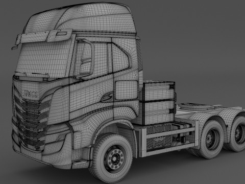 जेसीबी फास्ट्रैक 8310 के साथ इवेको एस-वे ट्रैक्टर लोबॉय ट्रेलर 3D मॉडल