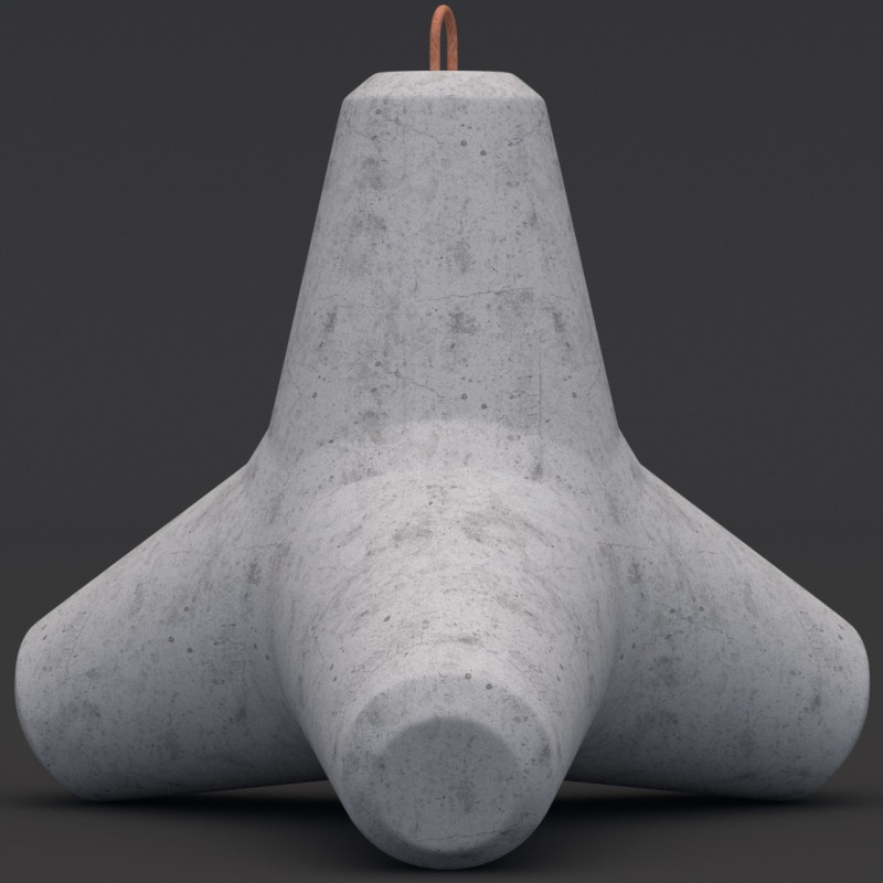 कंक्रीट टेट्रापॉड 3D मॉडल .c4d .max .obj .3ds .fbx .stl .blend