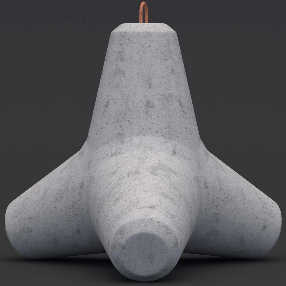 Concrete Tetrapod 3D Model .c4d .max .obj .3ds .fbx .stl .blend 