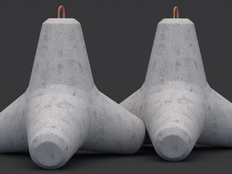 Concrete Tetrapod 3D Model
