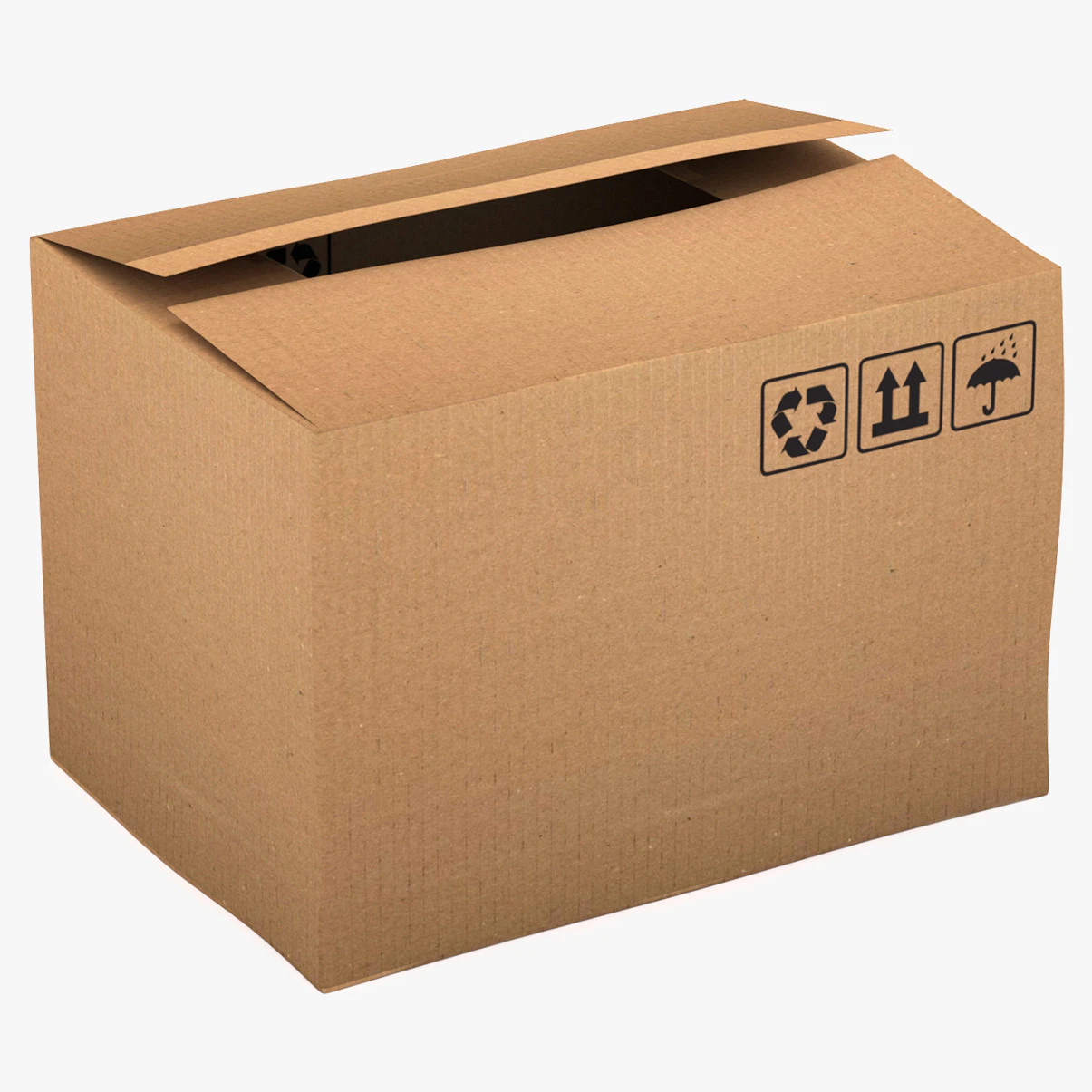 Cardboard Box 02 3D Model .c4d .max .obj .3ds .fbx .stl .blend 
